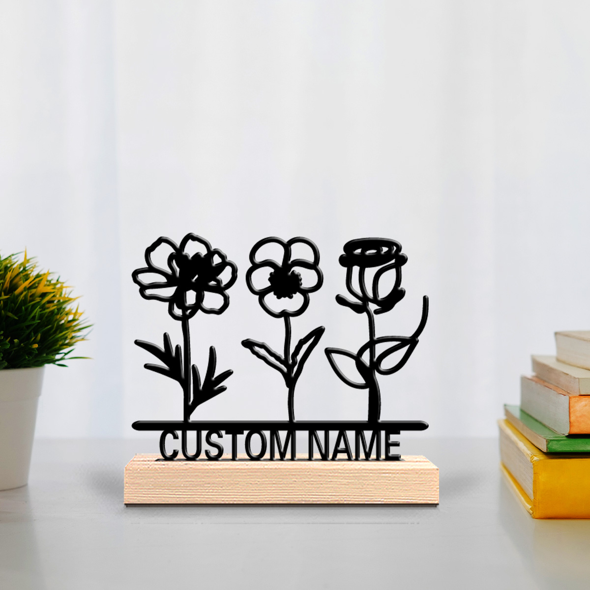 Art Y Craft - 1pc Fashion flowers Customizable Text Metal