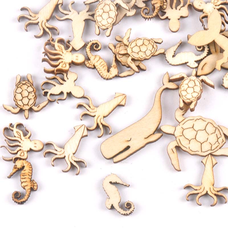 Art Craft Website - 20Pcs 25-40mm Sea Turtle/horse/whale Wood DIY