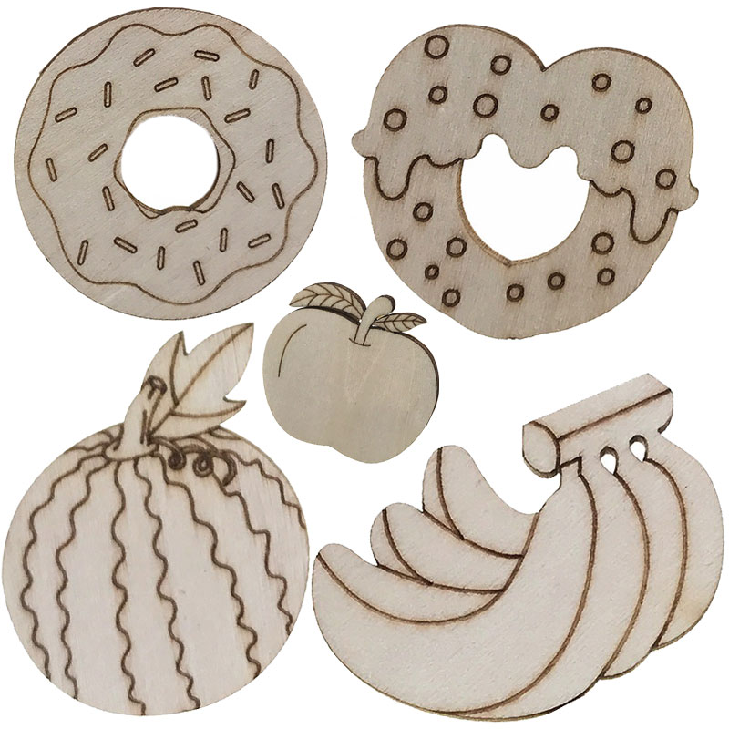 Art Craft Classes - 100PCS Sweet Food Theme Unfinished Wood