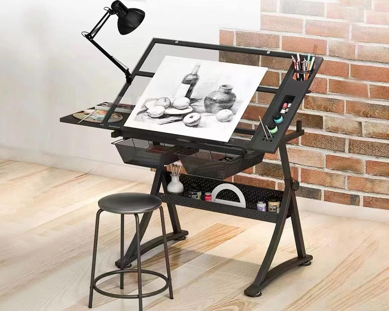 Art And Craft Studio - Glass Drafting Table Art Desk –