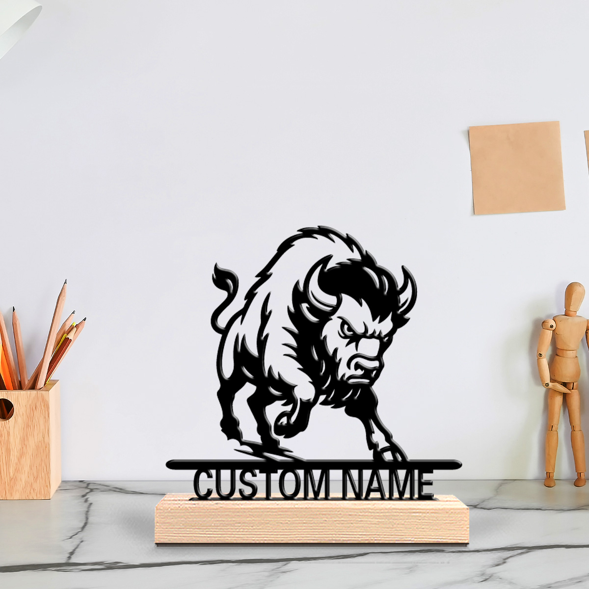 Art Y Craft - 1pc Minimalist lion Customizable Text Metal
