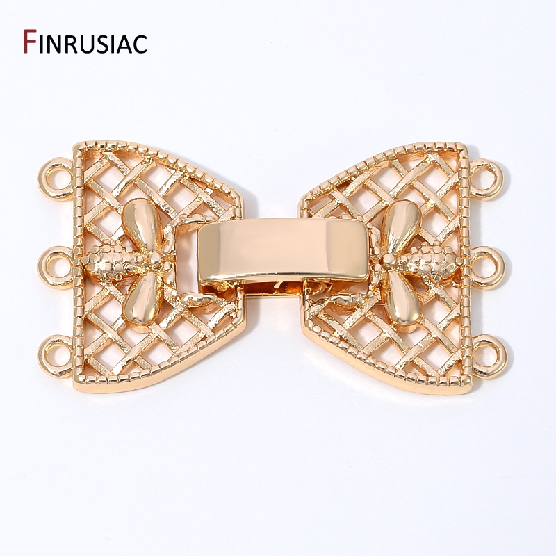 Art Craft Making - 14K Gold Plated Brass 3-Row Pearl