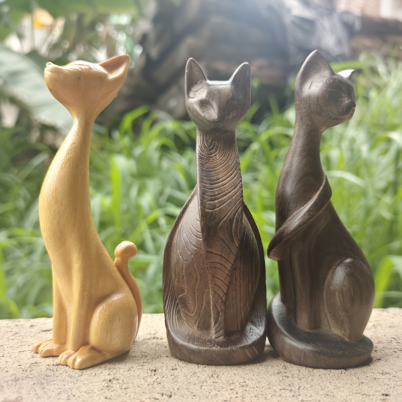 Wooden Cat Statue Ornament, Ho - Art Craft Holiday 评论和价格