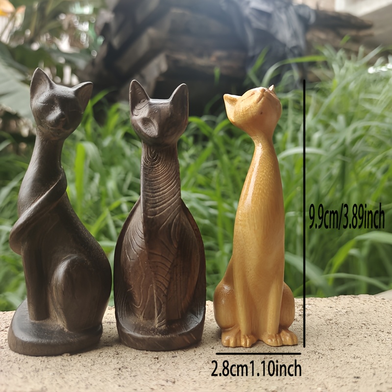 Wooden Cat Statue Ornament, Ho - Art Craft Holiday 评论和价格