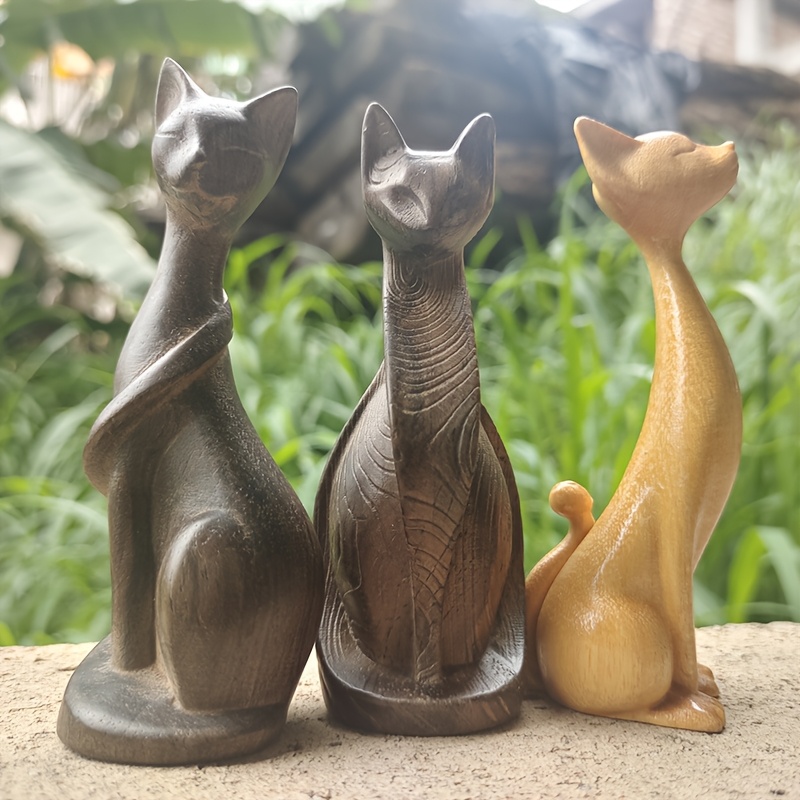 Wooden Cat Statue Ornament, Ho - Art Craft Holiday 评论和价格