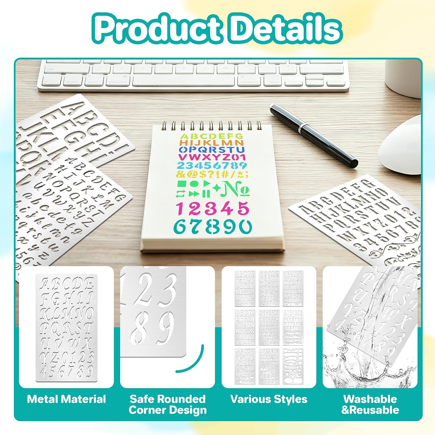 9Pcs Metal Letter Number Stenc - Letter S Art Craft 评论和价格