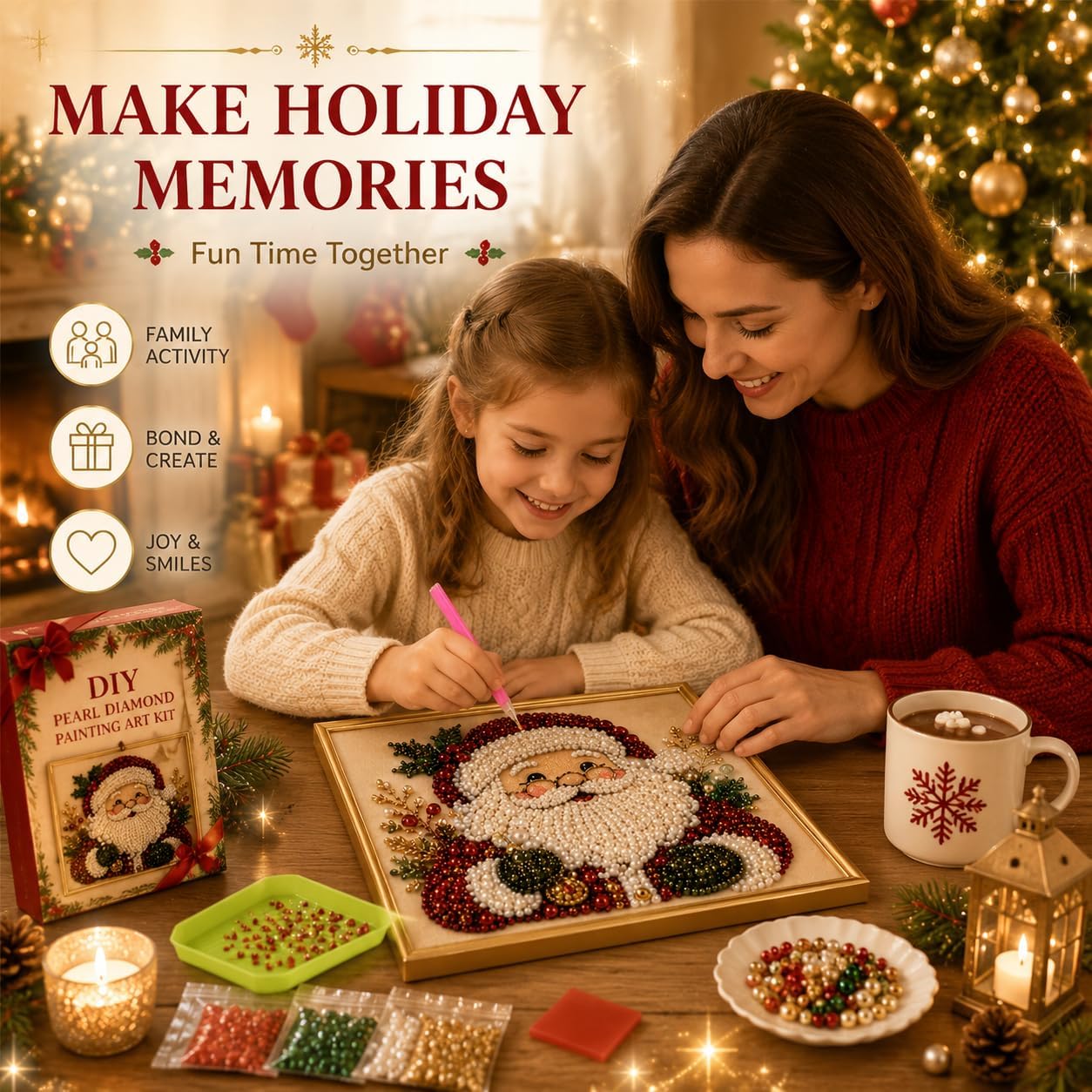 DIY Christmas Pearl Diamond Pa - Art Craft Holiday 评论和价格