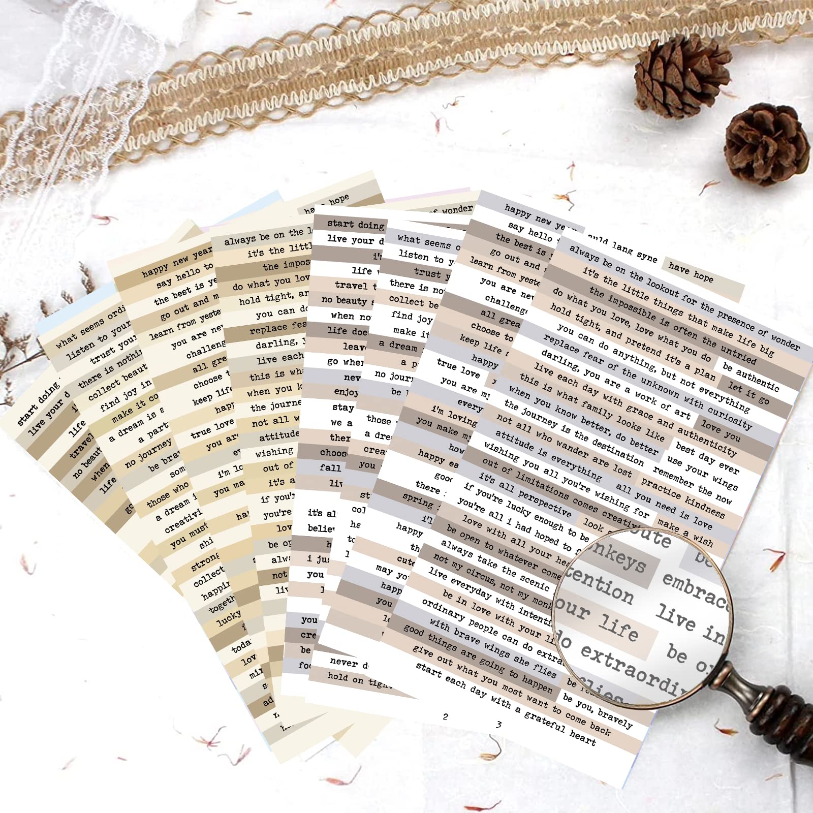 8pcs Brown Notes Quote Sticker - Art Craft Quotes 评论和价格