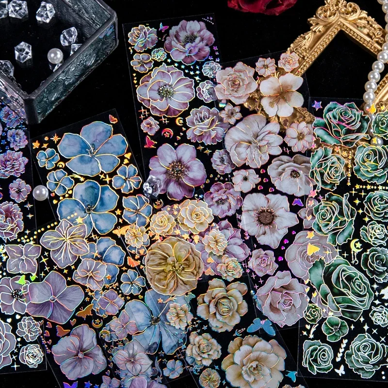 3pcs/pack Flowers Flat Sticker - Art Craft Stationery 评论和价格