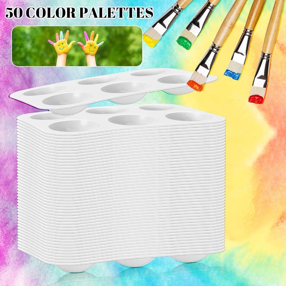 50 Pack 6-Well Plastic Paint P - Art Craft Classes 评论和价格