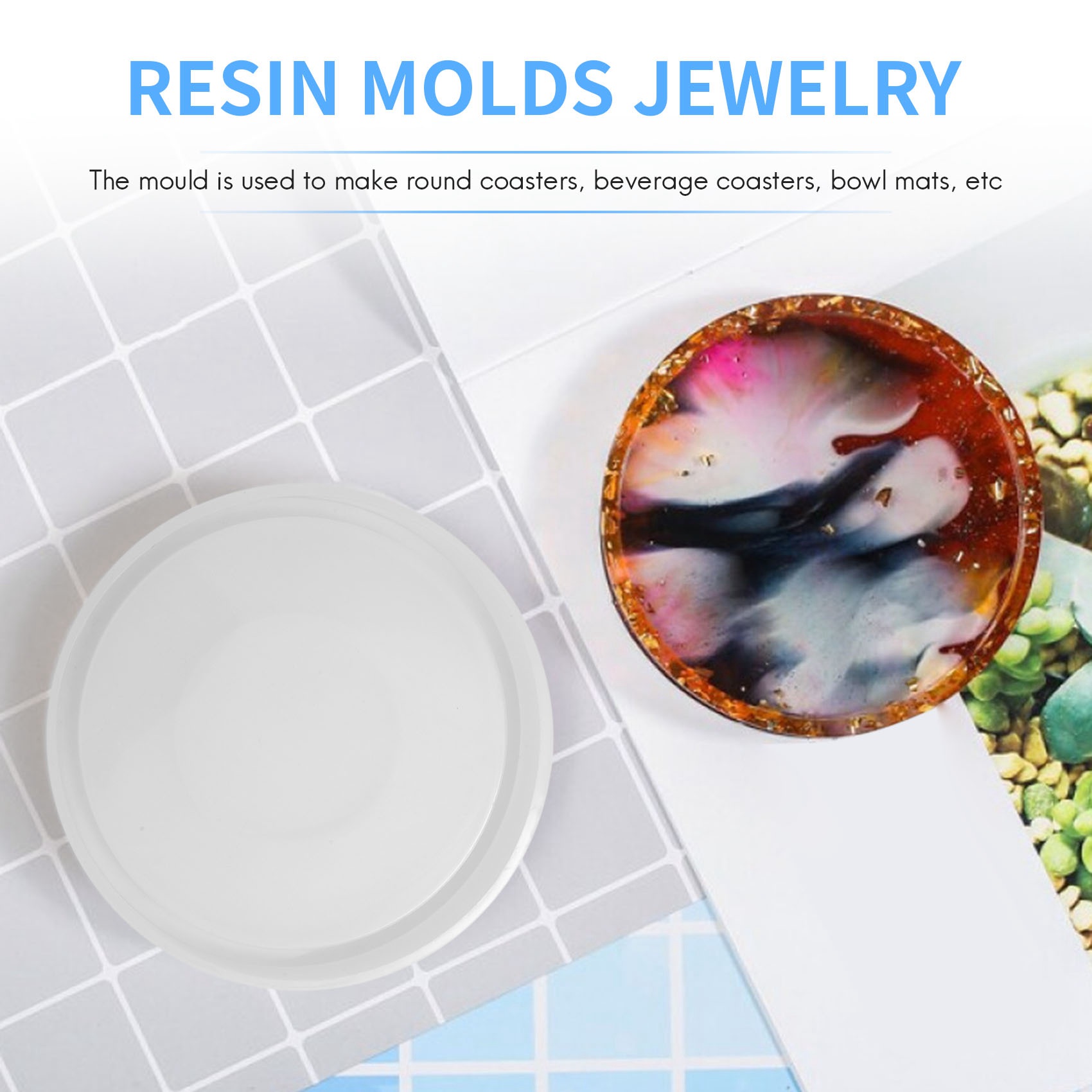 ABQR 4 Pack Big Diy Round Coas - Resin Casting Mold 评论和价格