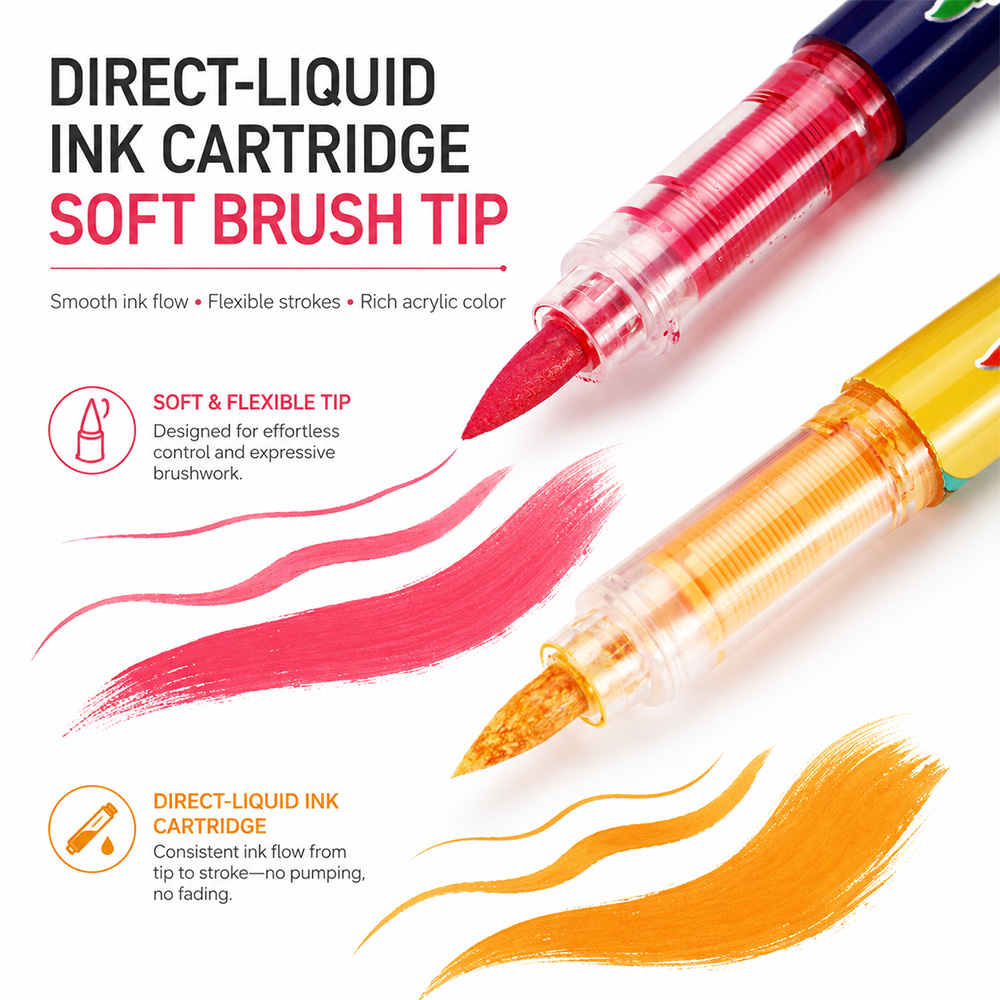12 Colors Acrylic Brush Marker - Art Craft Stationery 评论和价格