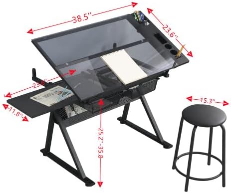 Glass Drafting Table Art Desk  - Art And Craft Studio 评论和价格