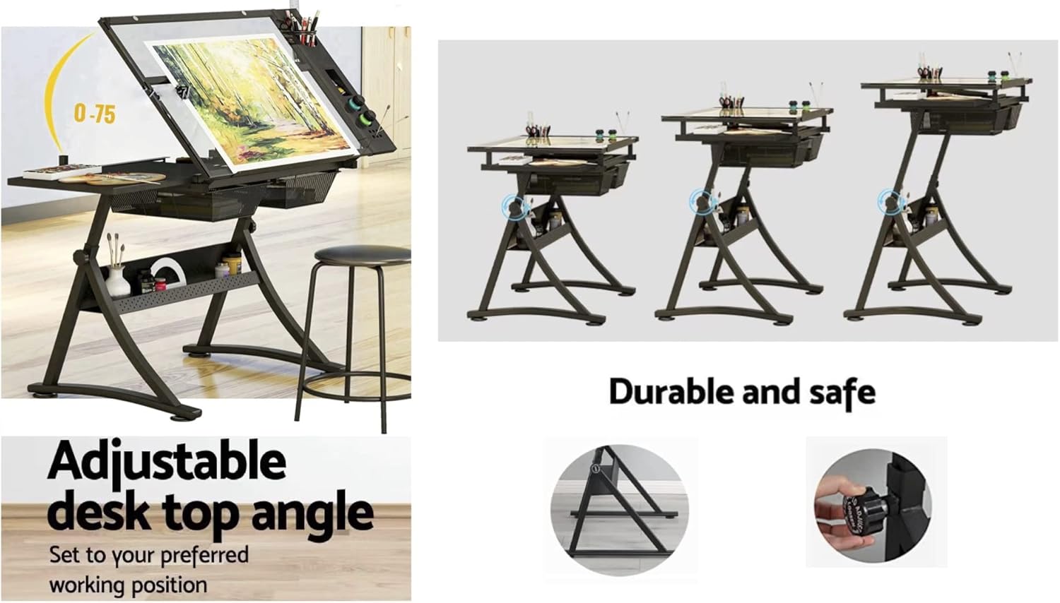 Glass Drafting Table Art Desk  - Art And Craft Studio 评论和价格