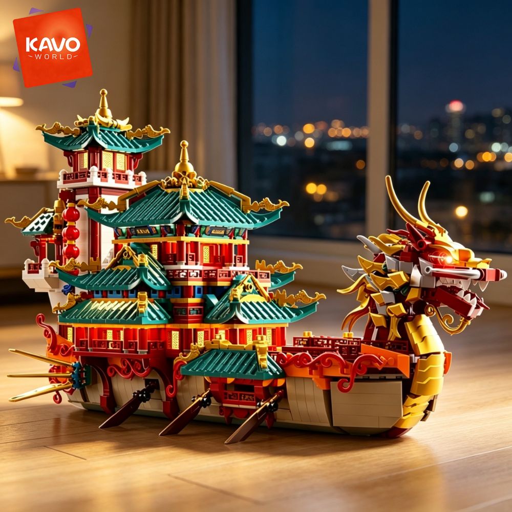KAVOWORLD 2453pcs Dragon Boat  - Exhibition Of Art And Craft 评论和价格