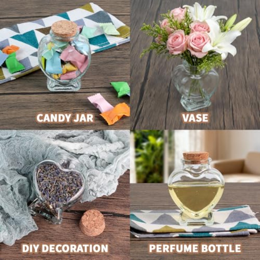 Heart Shaped Small Glass Jars  - Art Craft Gifts 评论和价格