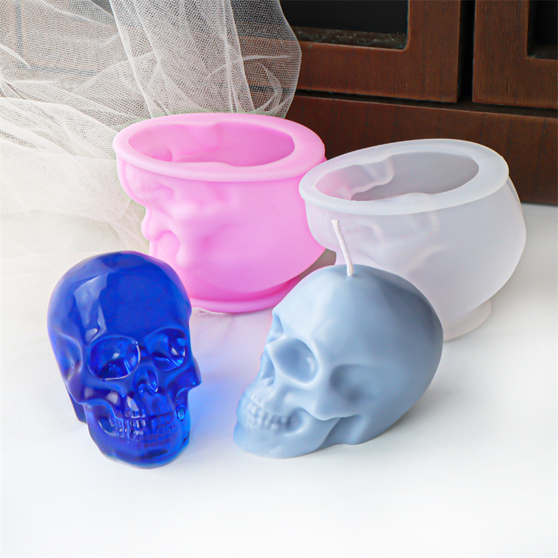 White and Pink Skull Candle Mo - Art Craft Holiday 评论和价格