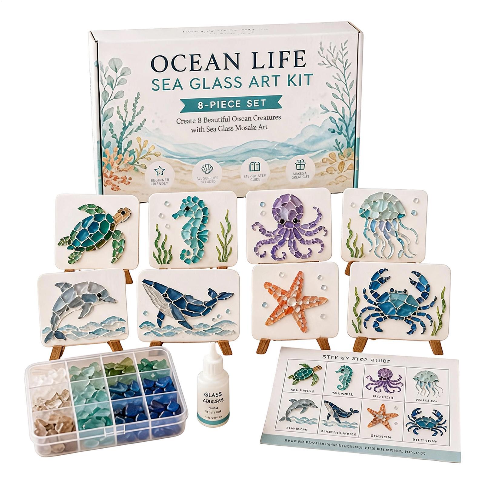 1pc Ocean Life Sea Glass Mosai - Art Craft Gifts For Adults 评论和价格