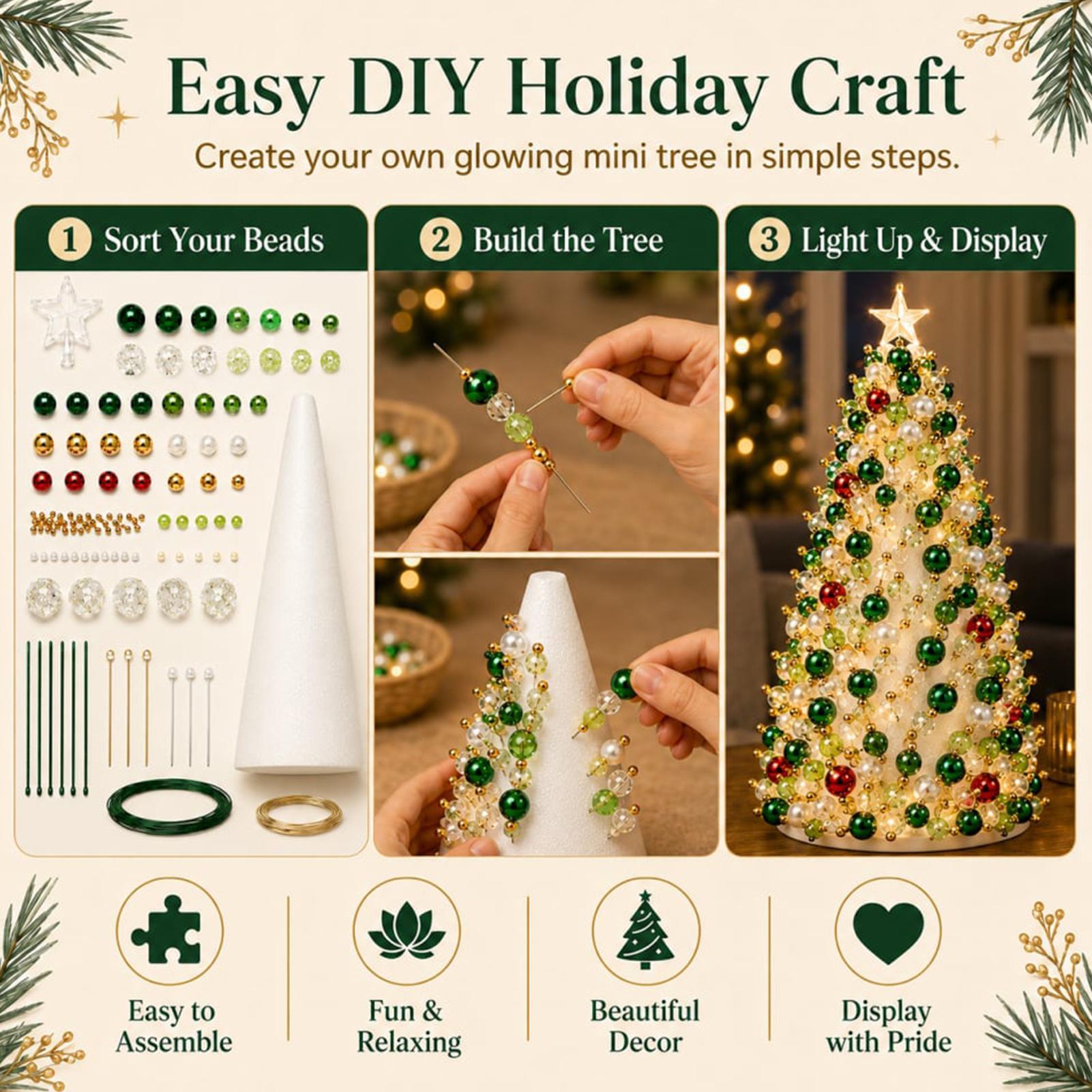 Beaded Christmas Tree Kit DIY  - Art Craft Holiday 评论和价格