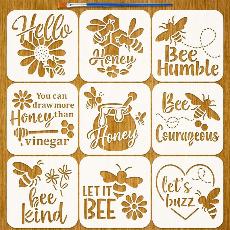 9Pcs Quotes Bee Honey Stencils - Art Craft Quotes 评论和价格