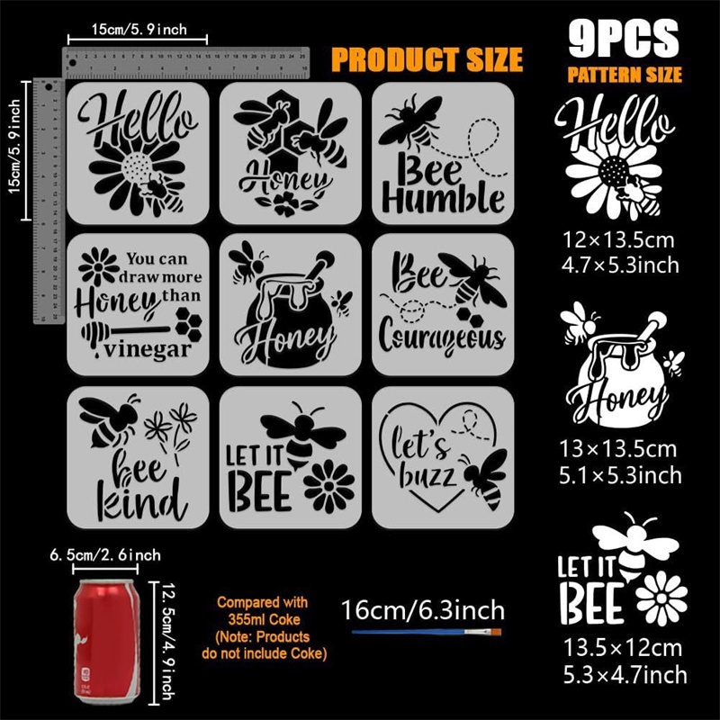 9Pcs Quotes Bee Honey Stencils - Art Craft Quotes 评论和价格