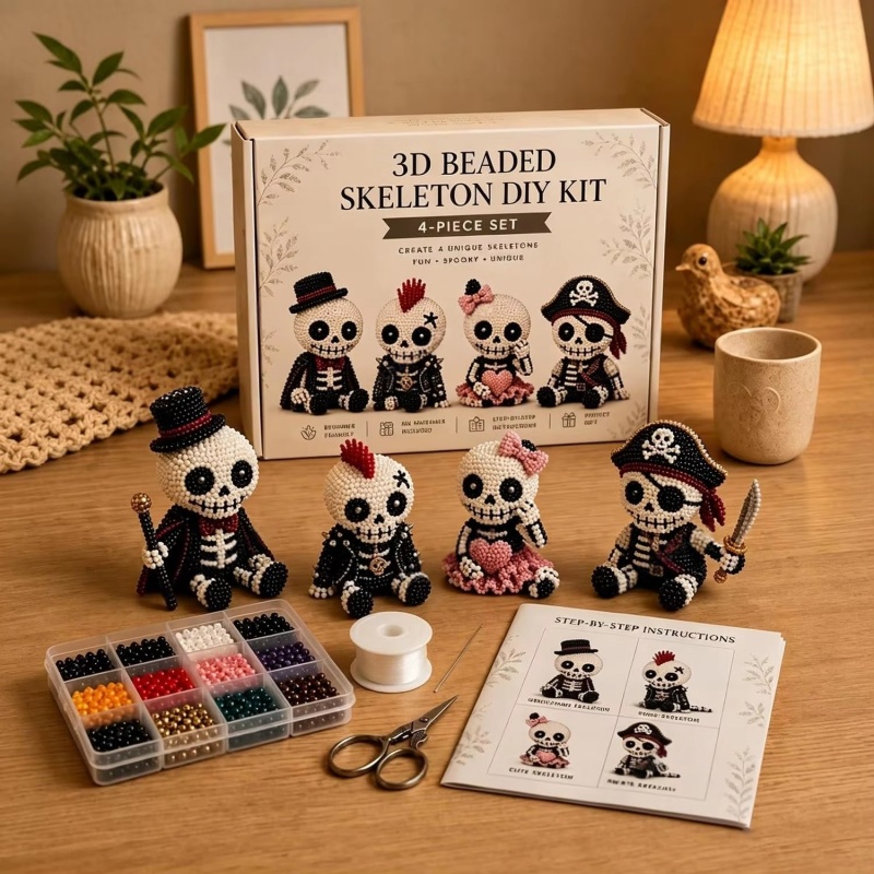 Creative 3d Beaded Skull Diy C - Art Craft Holiday 评论和价格